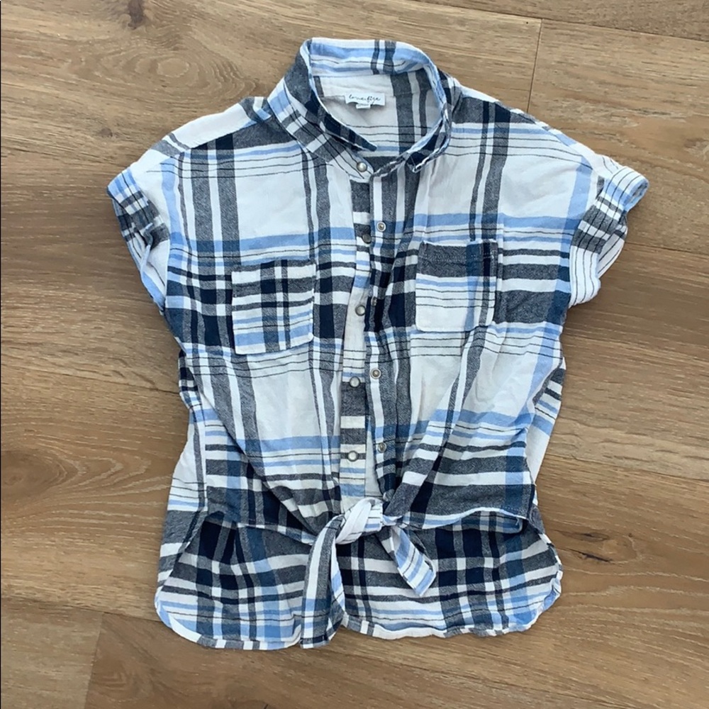 Love fire girls plaid tie top